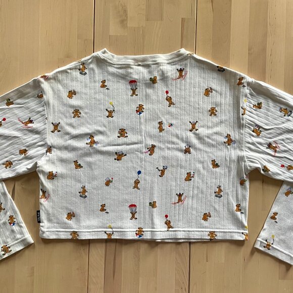 Teddy Fresh Women's White Pointelle Top Blouse with Little Bears size Medium - Picture 4 of 6